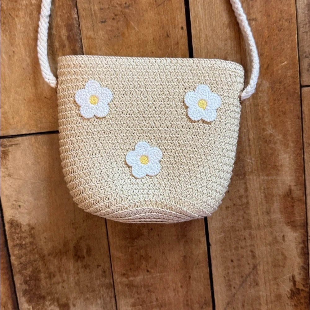 Ivy Hill woven tan purse girls daisy spring summer Easter boho